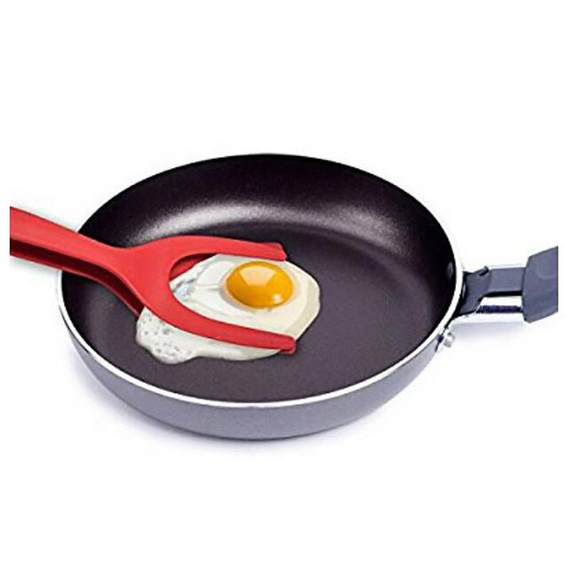 2 In 1 Grip And Flip Tongs Egg Spatula Tongs Clamp Pancake Fried Egg French Toast Omelet Overturned Kitchen Accessories