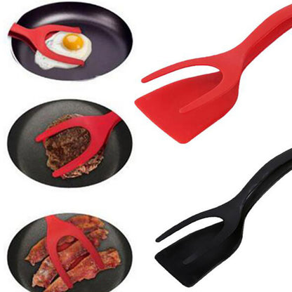 2 In 1 Grip And Flip Tongs Egg Spatula Tongs Clamp Pancake Fried Egg French Toast Omelet Overturned Kitchen Accessories