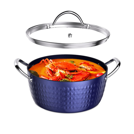 Casserole Dish, Induction Saucepan With Lid, 24cm 2.2L Stock Pots Non Stick Saucepan, Aluminum Ceramic Coating Cooking Pot Free, Suitable For All Hobs Types